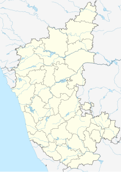 Mapa konturowa Karnataki, na dole po prawej znajduje się punkt z opisem „HAL Bangalore International Airport”