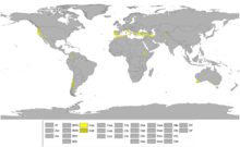 Distribució del clima mediterrani "C" mapa mundial