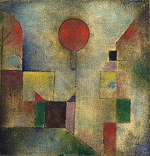 Paul Klee, 1922, Globo rojo óleo en gaza, montado sobre cartón, 31.7 × 31.1 cm