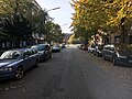 Poppenhusenstraße, Blick in Richtung Hufnerstraße, in der Bildmitte die Hufnerstraßenbrücke