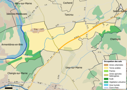 Carte des infrastructures et de l'occupation des sols en 2018 (CLC) de la commune.