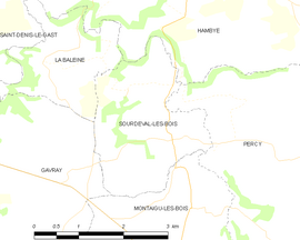 Mapa obce Sourdeval-les-Bois