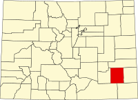 Map of Kolorado highlighting Bent County