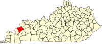 Map of Kentaki highlighting Crittenden County