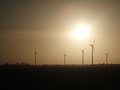 Windmolens op de grens tussen Nederland en Duitsland, even voor Coevorden