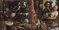 Pieter Aertsen (1565-1575). Sukalde betea. Alegoria bat