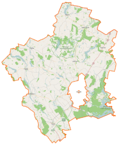 Mapa konturowa powiatu suwalskiego, po lewej nieco na dole znajduje się punkt z opisem „Stary Skazdub”