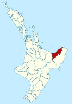 Ōpōtiki district within the North Island