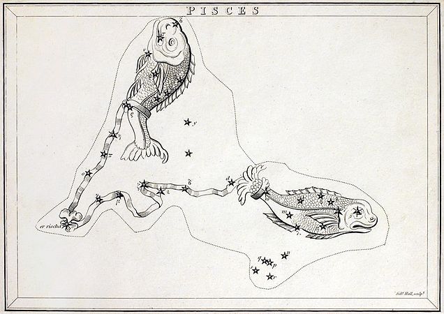 Primer edició. «Pisces», sense les estrelles de les constel·lacions circumdants (edició senzilla)