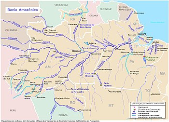  Carte du réseau navigable brésilien du bassin amazonien