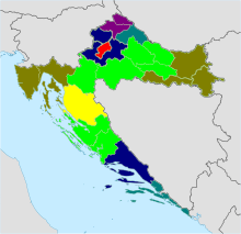 Map with red spot in upper center reflecting Zagreb's population density of over 1200 people per square kilometre