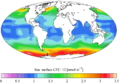 Vom Global Ocean Data Analysis Project (GLODAP) gemessene Freon-Werte an der Meeresoberfläche