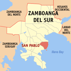 Mapa ning Zamboanga del Sur ampong San Pablo ilage