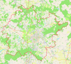 Mapa konturowa Tuły, blisko centrum na dole znajduje się punkt z opisem „Tuła”