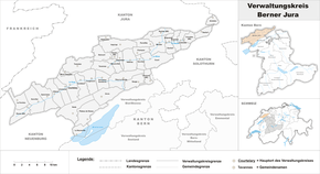 Karte von Verwaltungskreis Berner Jura