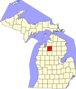 Locatie van Kalkaska County in Michigan