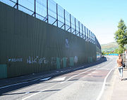 A "peace line" in Belfast, Northern Ireland