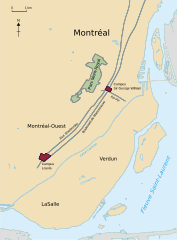 Concordia-yliopiston pääkampusten sijainti Montrealissa.