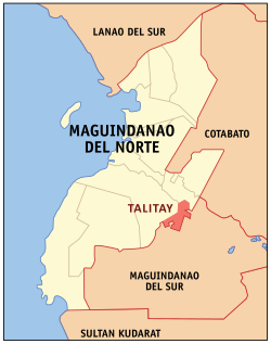 Map of Maguindanao del Norte with Talitay highlighted