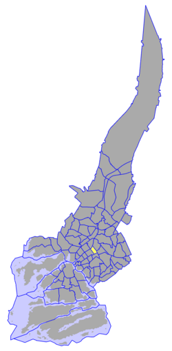 Kaupungin kartta, jossa II kaupunginosa - Vartiovuori korostettuna. Turun kaupunginosat