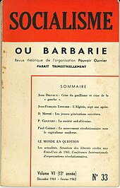 Photographie de la quatrième de couvertures du numéro 33 de la revue Socialisme ou barbarie