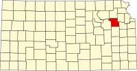 Map of Kanzas highlighting Shawnee County