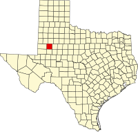 Map of Texas highlighting Dawson County