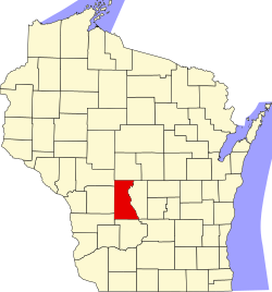 Karte von Juneau County innerhalb von Wisconsin