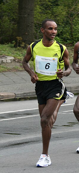 Tijdens de halve marathon van Berlijn 2008