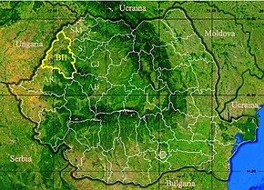 Harta României cu județul Județul Bihor indicat