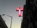 Image 2A 'Jesus Saves' neon cross sign outside of a Protestant church in New York City (from Salvation in Christianity)