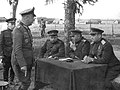 Public interrogation of the German Major-General Alfons Hitter by Marshal of the Soviet Union Aleksandr Vasilevsky and Field Marshal Ivan Chernyakovski after the battle of Vitebsk during Operation Bagration.