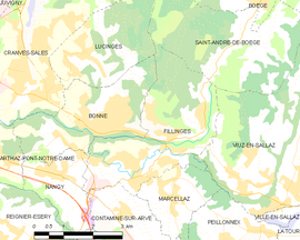 Mapa obce Fillinges