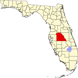 Map of Florida highlighting Polk County