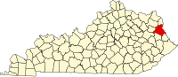 Map of Kentaki highlighting Lawrence County