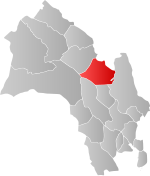 Mapa do condado de Buskerud com Flå em destaque.