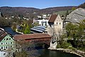 Punt de legn quataa d'un tecc in sü 'l fiüm Limmat