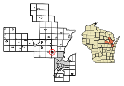 Location of Pulaski in Brown County, Wisconsin.