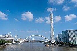 Haixin Bridge and Canton Tower near Zhujiang New Town