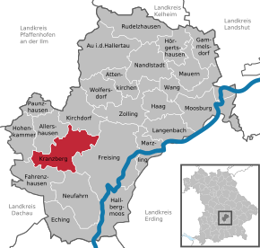 Poziția Kranzberg pe harta districtului Freising