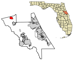 Map of Seville in Volusia County, Florida