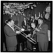 (Portrait of Art Hodes, Pops Foster, Cecil (Xavier) Scott, and George Luggi, Ole South, New York, N.Y., ca. Oct. 1946) (LOC) (5020399582).jpg