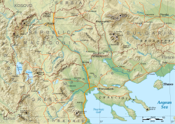 Peta topographical kawasan geografi Makedonia