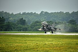 Dassault Rafale of Indian Air Force squadron 101 landing in Hasimara