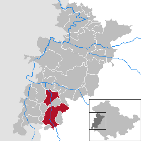 Poziția Dermbach pe harta districtului Wartburgkreis