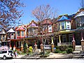 Image 13Some of the more upscale rowhouses in Baltimore, like these brightly painted homes in Charles Village, have complete porches instead of stoops (from Culture of Baltimore)