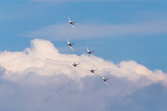 Swiss Air Force/Patrouille Suisse Northrop F-5E Tiger II display team at ILA Berlin Air Show 2016.