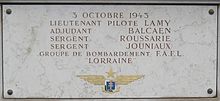 Seconda lapide in memoria degli aviatori francesi