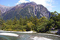 梓川と明神岳 上高地から望む