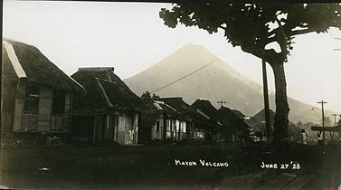 Mount Mayon on June 27, 1928, looming above Legaspi